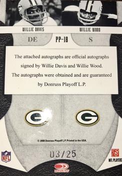 2008 Leaf Limited - Prime Pairings Autographs #PP-18 Willie Davis / Willie Wood Back