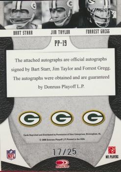2008 Leaf Limited - Prime Pairings Autographs #PP-19 Bart Starr / Jim Taylor / Forrest Gregg Back