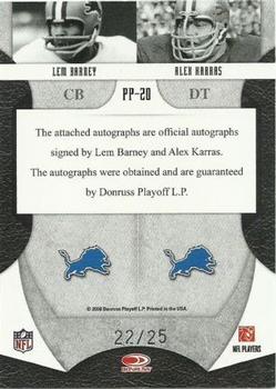 2008 Leaf Limited - Prime Pairings Autographs #PP-20 Lem Barney / Alex Karras Back