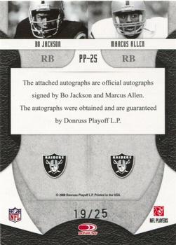 2008 Leaf Limited - Prime Pairings Autographs #PP-25 Bo Jackson / Marcus Allen Back