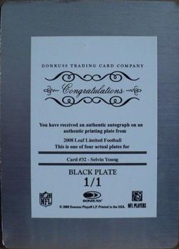 2008 Leaf Limited - Printing Plates Black #32 Selvin Young Back