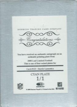 2008 Leaf Limited - Printing Plates Cyan #123 Daryle Lamonica Back