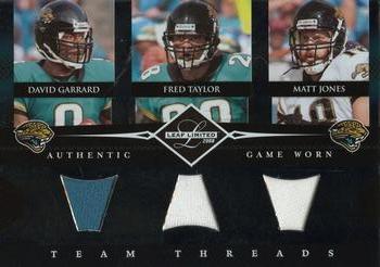 2008 Leaf Limited - Team Threads Triples #TTT-1 David Garrard / Fred Taylor / Matt Jones Front