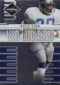 2008 Leaf Limited - Team Trademarks #T-16 Billy Sims Front