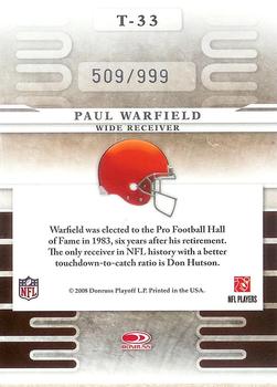 2008 Leaf Limited - Team Trademarks #T-33 Paul Warfield Back