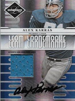 2008 Leaf Limited - Team Trademarks Autograph Materials Prime #T-1 Alex Karras Front