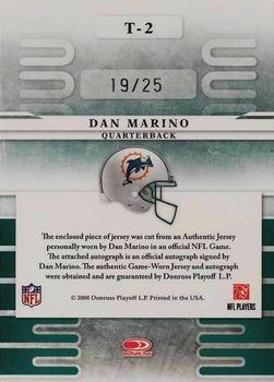 2008 Leaf Limited - Team Trademarks Autograph Materials Prime #T-2 Dan Marino Back