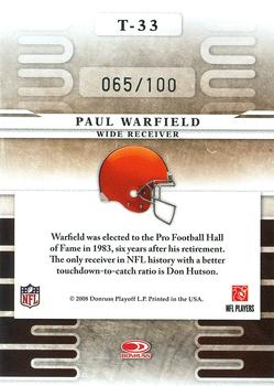 2008 Leaf Limited - Team Trademarks Holofoil #T-33 Paul Warfield Back
