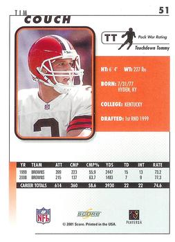 2001 Score #51 Tim Couch Back