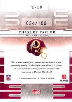 2008 Leaf Limited - Team Trademarks Materials #T-19 Charley Taylor Back