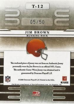 2008 Leaf Limited - Team Trademarks Materials Prime #T-12 Jim Brown Back