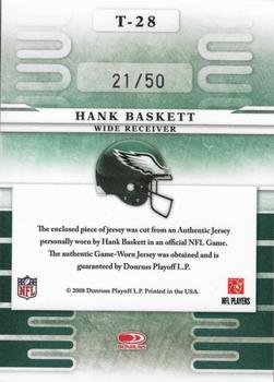 2008 Leaf Limited - Team Trademarks Materials Prime #T-28 Hank Baskett Back