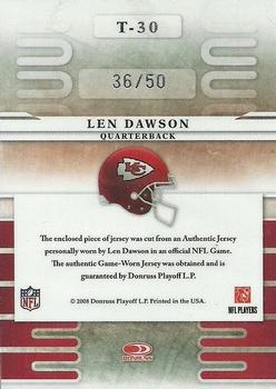 2008 Leaf Limited - Team Trademarks Materials Prime #T-30 Len Dawson Back
