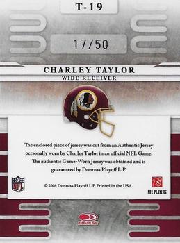 2008 Leaf Limited - Team Trademarks Materials Team Logo #T-19 Charley Taylor Back