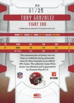 2008 Leaf Limited - Threads #52 Tony Gonzalez Back