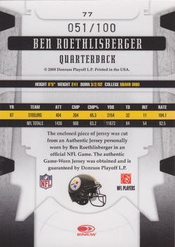 2008 Leaf Limited - Threads #77 Ben Roethlisberger Back