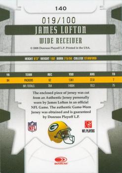 2008 Leaf Limited - Threads #140 James Lofton Back