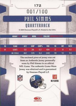 2008 Leaf Limited - Threads #172 Phil Simms Back