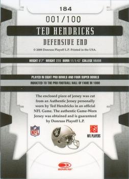 2008 Leaf Limited - Threads #184 Ted Hendricks Back
