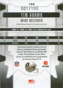 2008 Leaf Limited - Threads #186 Tim Brown Back