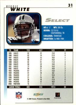 2001 Score Select #31 Reggie White Back