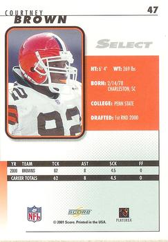 2001 Score Select #47 Courtney Brown Back