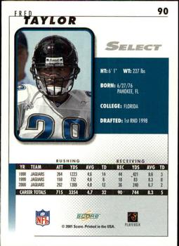 2001 Score Select #90 Fred Taylor Back