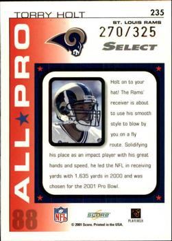 2001 Score Select #235 Torry Holt Back