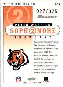 2001 Score Select #265 Peter Warrick Back