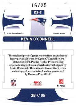 2008 Leaf Rookies & Stars - Dress for Success Jersey Autographs #DS-9 Kevin O'Connell Back