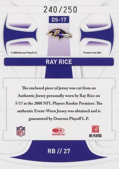 2008 Leaf Rookies & Stars - Dress for Success Jerseys #DS-17 Ray Rice Back