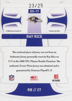 2008 Leaf Rookies & Stars - Dress for Success Jerseys Prime #DS-17 Ray Rice Back