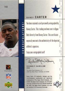 2001 SP Authentic #143 Quincy Carter Back