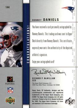 2001 SP Authentic #144 Ronney Daniels Back