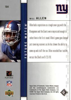 2001 SP Authentic #164 Will Allen Back
