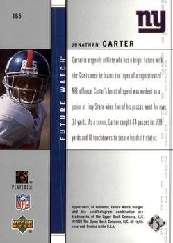 2001 SP Authentic #165 Jonathan Carter Back