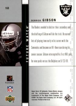 2001 SP Authentic #168 Derrick Gibson Back