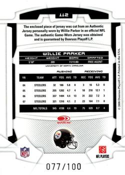 2008 Leaf Rookies & Stars - Elements Materials Foil #112 Willie Parker Back
