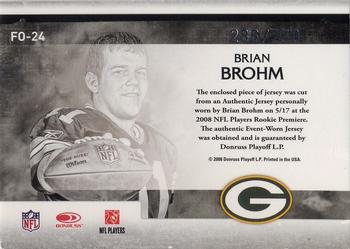 2008 Leaf Rookies & Stars - Freshman Orientation Materials Jerseys #FO-24 Brian Brohm Back