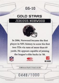 2008 Leaf Rookies & Stars - Gold Stars #GS-10 Jerious Norwood Back
