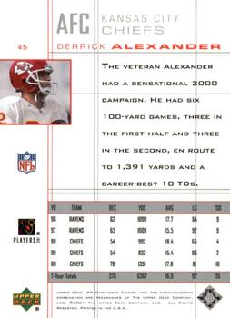 2001 SP Game Used Edition #45 Derrick Alexander Back