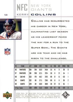 2001 SP Game Used Edition #58 Kerry Collins Back