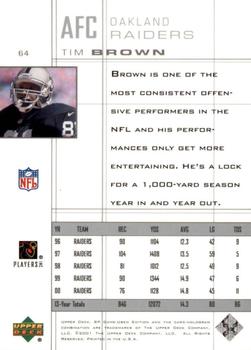 2001 SP Game Used Edition #64 Tim Brown Back