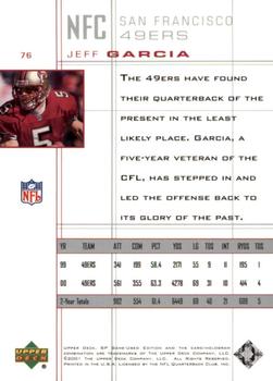 2001 SP Game Used Edition #76 Jeff Garcia Back
