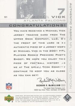 2001 SP Game Used Edition #91 Michael Vick Back
