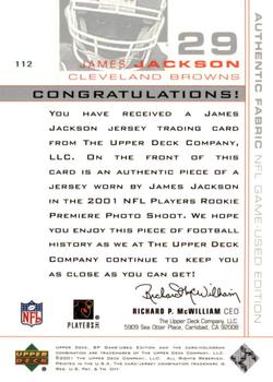 2001 SP Game Used Edition #112 James Jackson Back