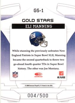 2008 Leaf Rookies & Stars - Gold Stars Black #GS-1 Eli Manning Back