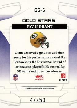 2008 Leaf Rookies & Stars - Gold Stars Black Holofoil #GS-6 Ryan Grant Back