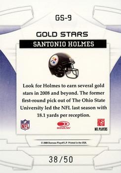 2008 Leaf Rookies & Stars - Gold Stars Black Holofoil #GS-9 Santonio Holmes Back
