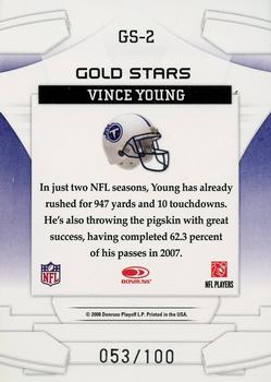 2008 Leaf Rookies & Stars - Gold Stars Holofoil #GS-2 Vince Young Back